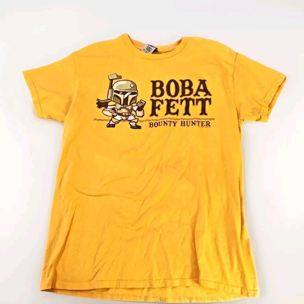 Star Wars Men's Boba Fett Bounty Hunter T-Shirt Size Medium Yellow Short Sleeve